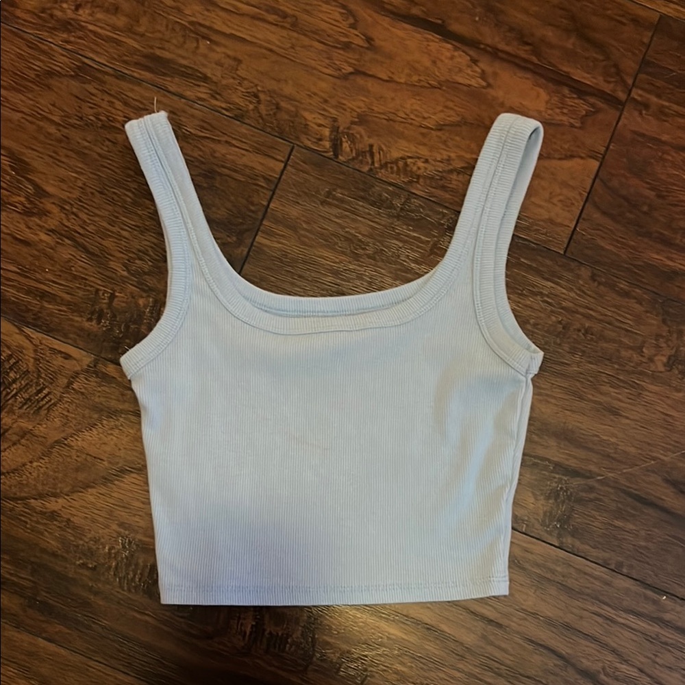 SHEIN Sky Blue Ribbed Tank Top